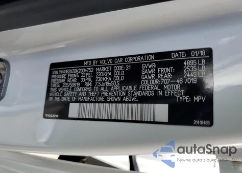 2019 Volvo Xc40 T5 Momentum z USA, uszkodzony, nr VIN YV4162XZ0K2004752